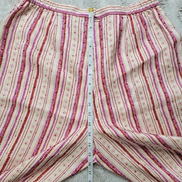Adrianna Papell 100% Silk Shell Beaded Cream Pink Stripe Pants Size 16 - Picture 7 of 9